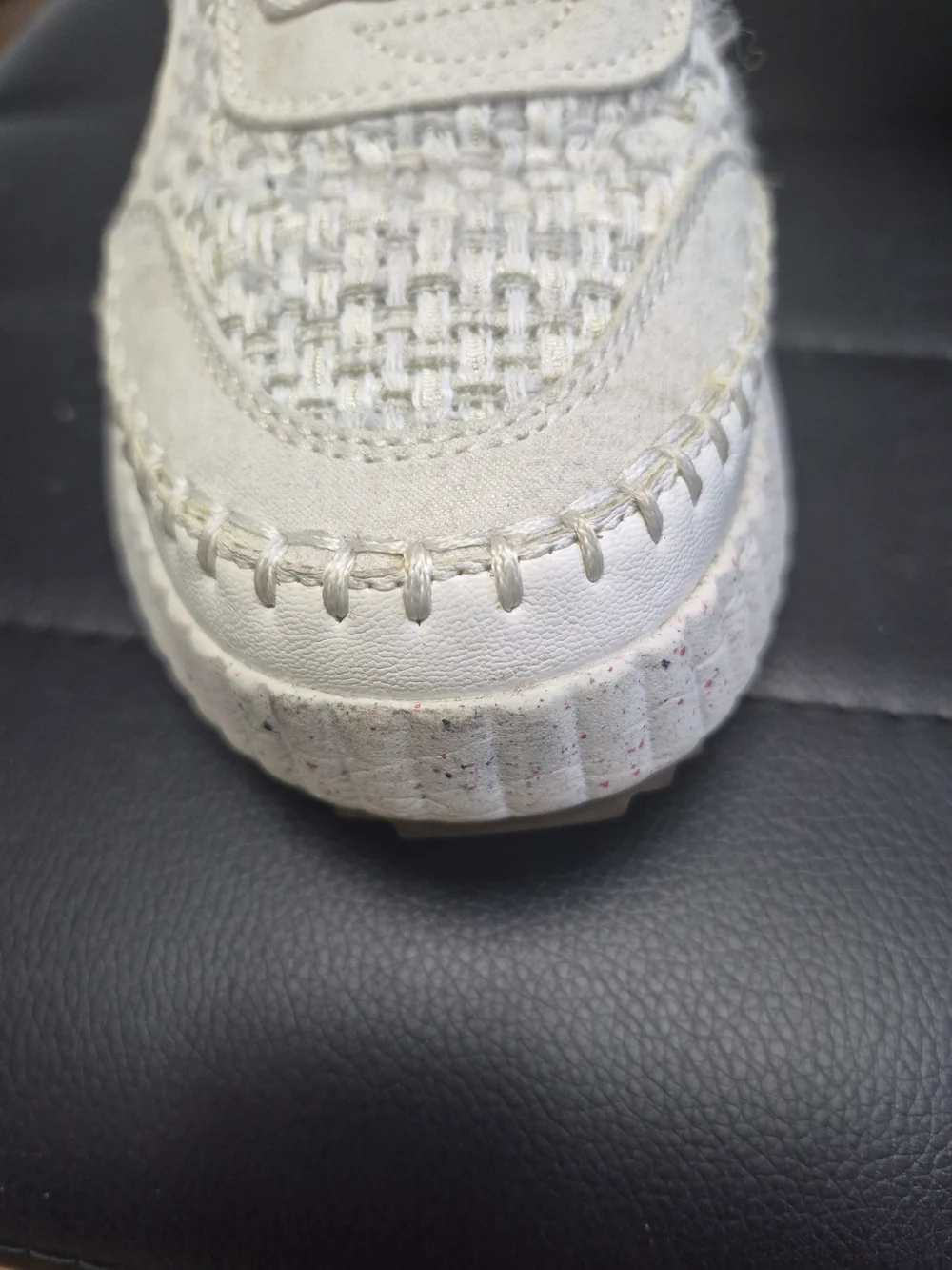 Woven Platform Sneakers in Off-White